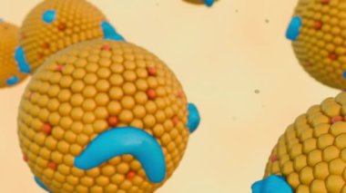 Ksilomicron parçacıklarının 3 boyutlu canlandırması. Besin yağlarının emilimi ve taşınmasında önemli rol oynayan büyük lipoprotein parçacıkları.