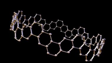 Nanokuşak yapısının 3 boyutlu animasyonu. Benzersiz, kurdele gibi şekilli bir nanomateryal..
