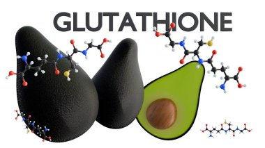 A 3d rendering of Avocados are one of the few fruits that contain significant levels of glutathione. clipart