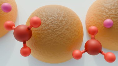 A 3d rendering of potassium bromate molecules with bread. Potassium bromate was used in bread but is now banned due to health risks. clipart