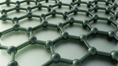 Grafik yapısının yakın plan, üç boyutlu animasyonu, karakteristik altıgen kafesini sergiliyor.