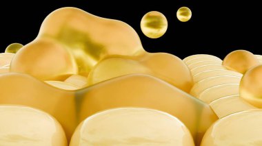 Üç boyutlu hammadde, mısır çekirdekleri ve altın sıvı, yüksek früktozlu mısır şurubu (HFCS).