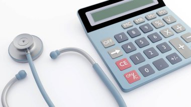 Dijital hesap makinesi ve steteskopun 3 boyutlu olarak yorumlanması, sağlık hizmetleri ve ilgili mali yük arasındaki doğrudan ilişki.