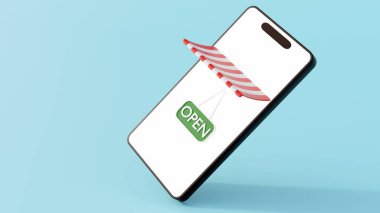 Bir 3D tasvir beyaz, boş ekran ve yeşil 