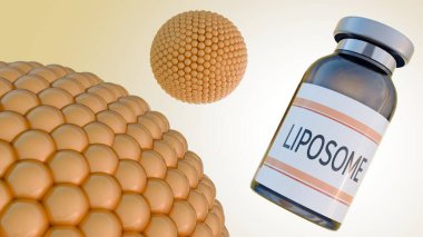 3 boyutlu liposom, küçük cam şişe 