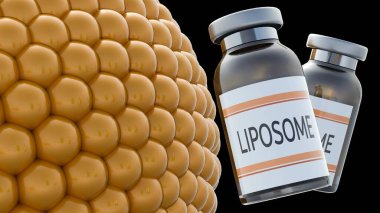 3 boyutlu liposom, küçük cam şişe 