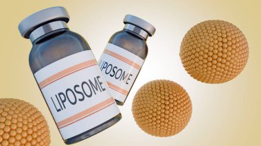 3 boyutlu liposom, küçük cam şişe 
