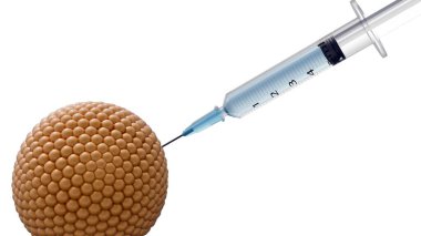 3 boyutlu liposom ilaç teslimatı, gen terapilerinde veya aşılarda enjeksiyona hazır. Liposome aracılığında uyuşturucu teslimatı.