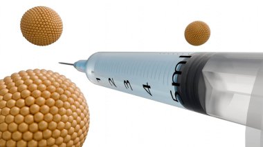 3 boyutlu liposom ilaç teslimatı, gen terapilerinde veya aşılarda enjeksiyona hazır. Liposome aracılığında uyuşturucu teslimatı.