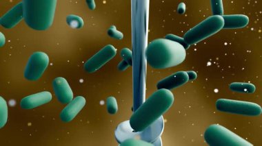 3 boyutlu bir animasyon, motorlu bir şaft, fermantasyon suyuna batırılmış iticileri döndürür, bu da sallantılı bakterilerin kıvrılıp dağılmasına neden olur..