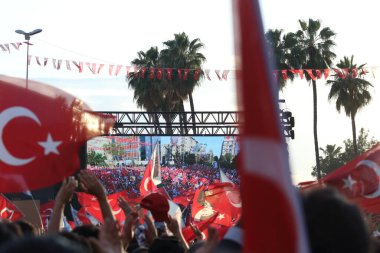 Türkiye cumhurbaşkanlığı ve parlamento seçimleri 2023. Uluslar İttifakı 'nın seçim kampanyası 8 Mayıs 2023' te Adana, AdanaTurkey 'de gerçekleşti.