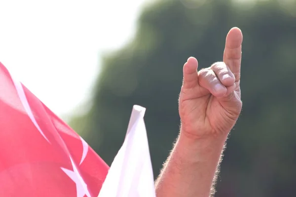 Stock image The wolf salute, the grey wolf salute  is a Turkish nationalist and Pan-Turkic hand symbol.