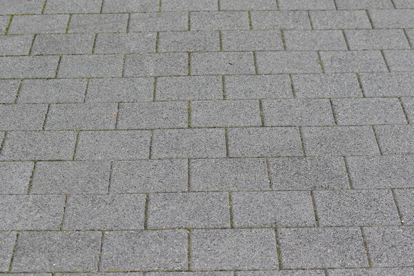 Gray concrete interlocking paver stones