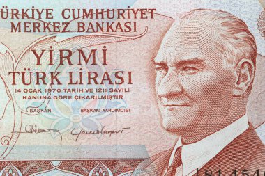 20 lira Türk banknotunu geri çektim. Mali konsept.