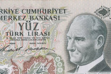 100 lira Türk banknotunu geri çektim. Mali konsept.