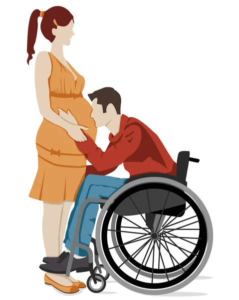 Пара Инвалидной Коляске Мужем Дочерью — стоковое фото
