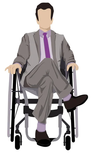 Инвалидный Бизнесмен Сером Костюме Позитивным Отношением Инвалидности Травма Спинного Мозга — стоковое фото