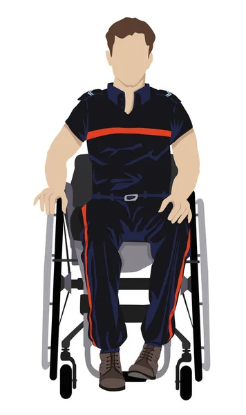 Bombero Herido Durante Una Intervención Silla Ruedas Veterano Con Discapacidad —  Fotos de Stock