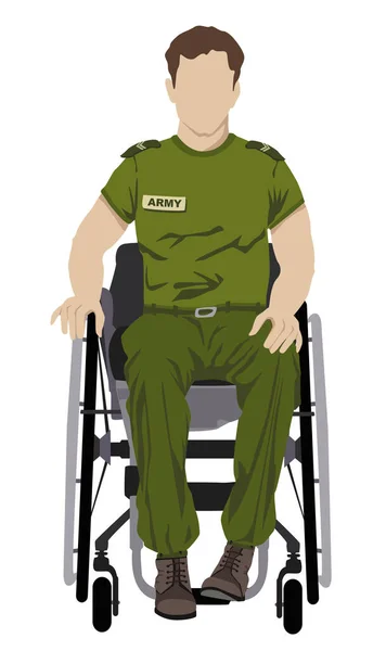 Soldado Herido Acción Silla Ruedas Veterano Guerra Con Discapacidad Paraplejia — Foto de Stock