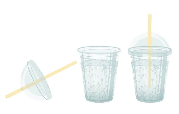 Copo Plástico Reciclável Com Água Espumante Copo Com Sem Tampa — Fotografia de Stock