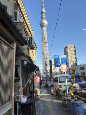 Tokyo şehir sokak manzaralı ağaçlar