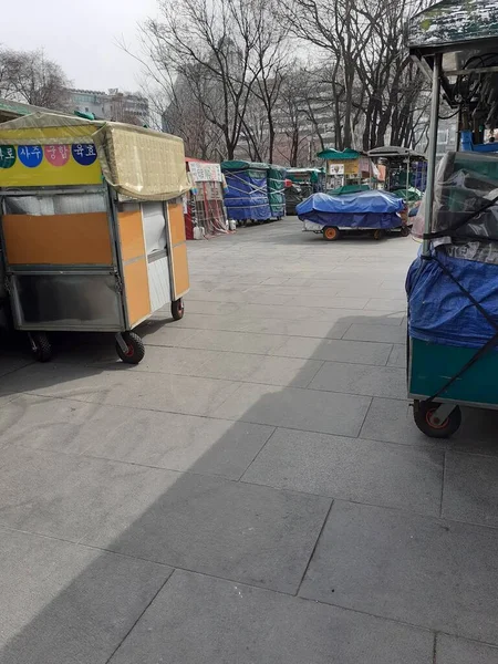 Stängda Små Gatubutiker Seoul — Stockfoto