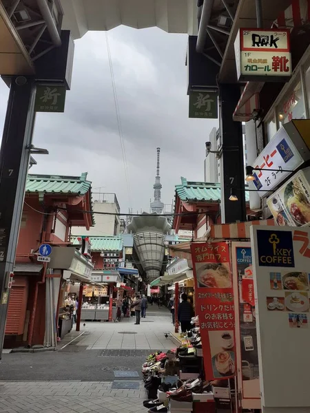 Widok Asakusa Mały Boczny Spacer Miasto — Zdjęcie stockowe