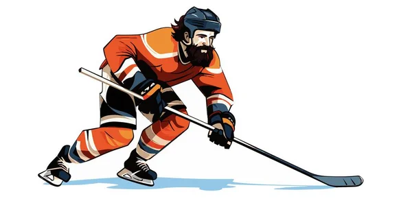 Hielo Jugador Hockey Vector Ilustración Sobre Fondo Blanco Atleta Profesional — Vector de stock