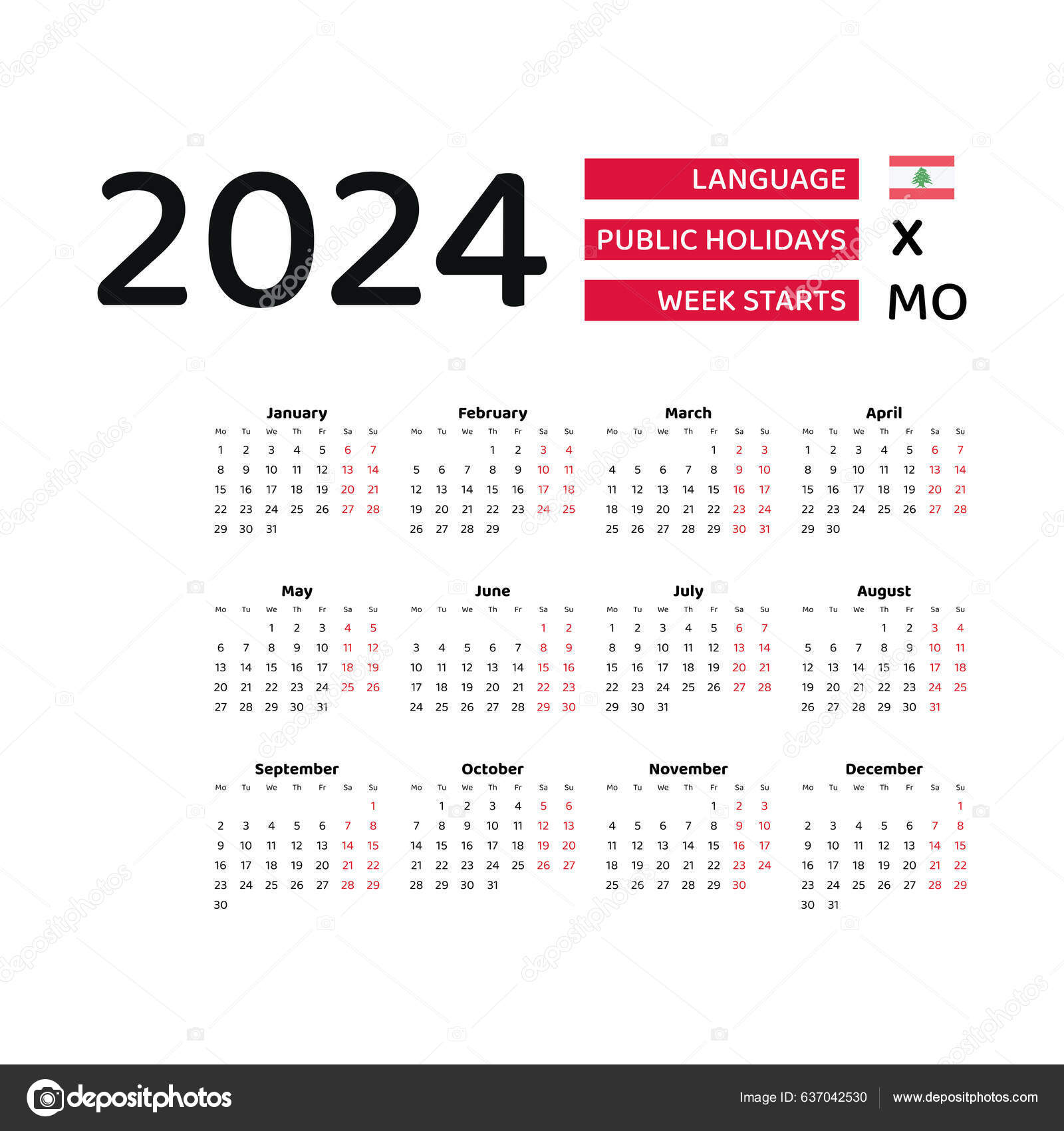 Calendar 2025 English Language Lebanon Public Holidays Week Starts
