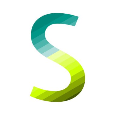 S harfi, en üstteki koyu yeşilden başlayıp alttaki yeşil, sarı ve yeşil tonlara dönüşen renk eğimleriyle dolu. Eğim çapraz çizgilere göre düzenlenmiştir..