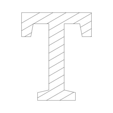 Sol üstten sağ alta doğru uzanan köşegen şeritli T harfi. Anaokulu kağıtları, T harfini istediğiniz renge boyayabilirsiniz..