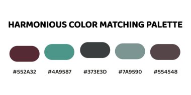 This harmonious color palette creates a cohesive and dynamic look, perfect for designs that require a sense of energy and vibrancy. charcoal, sea green, charcoal grey, mahogany, slate grey. 191. clipart