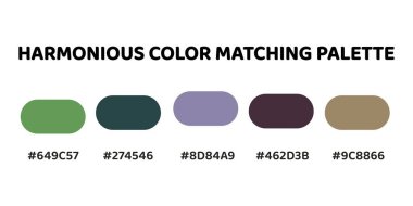 This harmonious palette blends earthy greens and muted purples for a balanced, natural aesthetic. vibrant green, teal, greyish purple, muted plum, soft beige. Perfect for rustic designs . 220. clipart