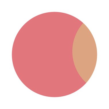 Somon pembe renkli dairesel bir şekil ve açık şeftali renginde hilal şeklinde bir kesit..