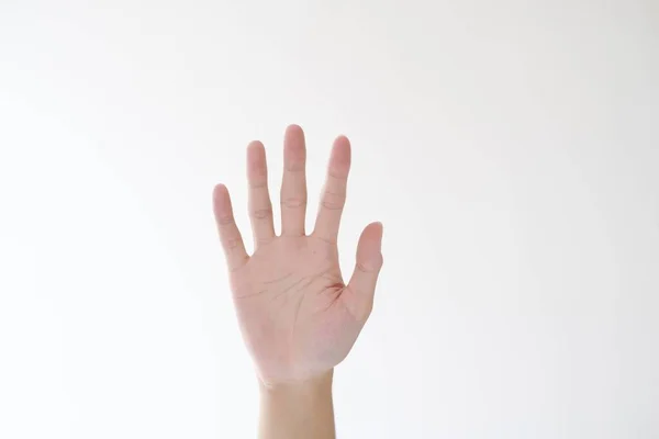 Mans Hand Med Fem Fingrar Isolerad Vit Bakgrund — Stockfoto