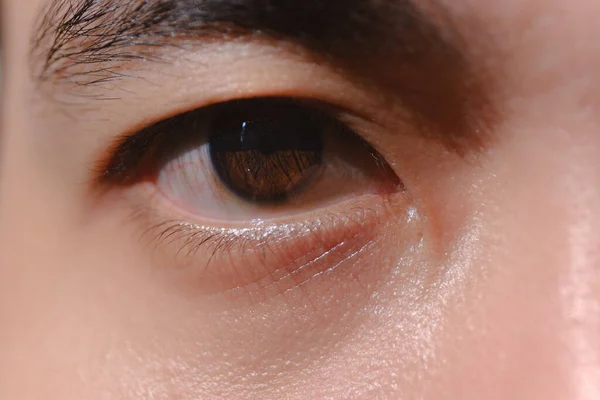 Close-up shot of right eye of a man
