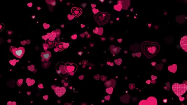 Hearts Romantic Confetti Transition Valentines Day Alpha Matte Wedding Valentine — Stock video