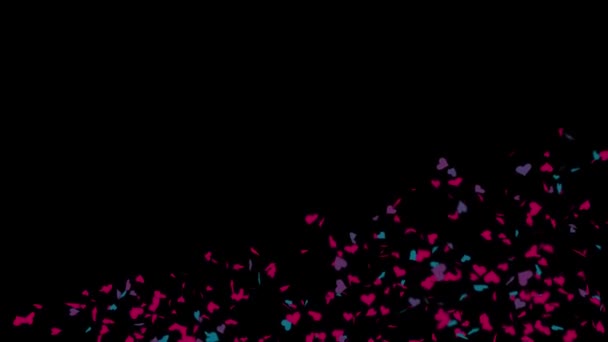 Hearts Romantic Confetti Transition Valentines Day Alpha Matte Wedding Valentine — Stock video