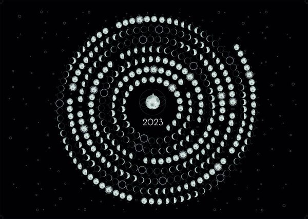 Moon Calendar 2023 Southern Hemisphere Spiral Black