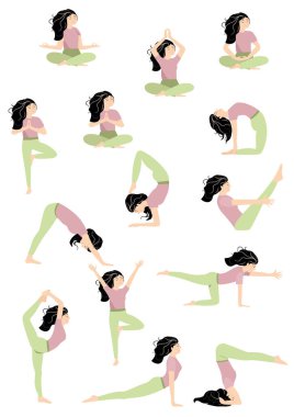 yoga kırmızı ve gri vektörler ayarlandı