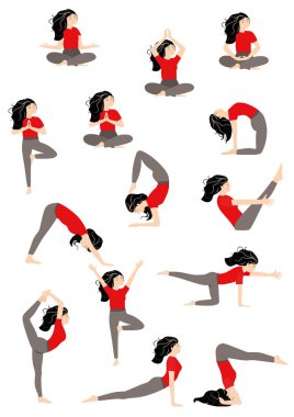 yoga kırmızı ve gri vektörler ayarlandı