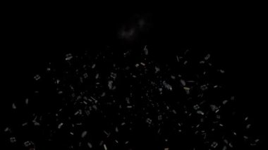 Soyut renkler yavaş çekimde patlar. Yavaş çekim çarpışması siyah arkaplan animasyonunda izole edildi 