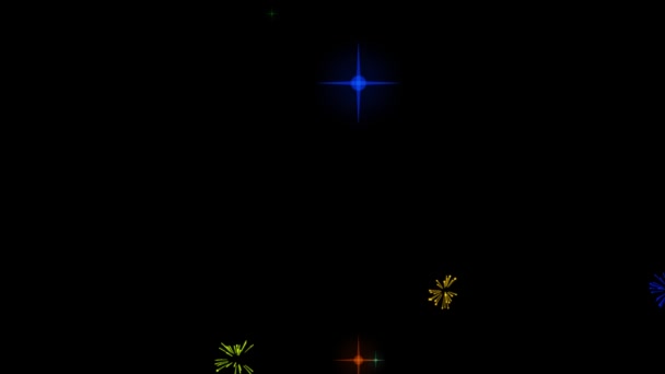 夜空にボケが灯る 本物の黄金の輝く花火の抽象的なブレンド 輝く花火のショー 大晦日の花火のお祝い — ストック動画