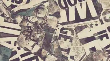 Eski grunge yırtık kolaj posterleri buruşmuş kağıt levha deseni arka plan. Arka plan için yırtık posterlerle birlikte.