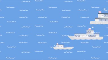 Kuşlar arasında uçuşan vadinin güzel bir manzarası Kusursuz video arkaplan, Nehir ve şehir manzaralı çizgi film arka planı.