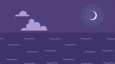 Kuşlar arasında uçuşan vadinin güzel bir manzarası Kusursuz video arkaplan, Nehir ve şehir manzaralı çizgi film arka planı.