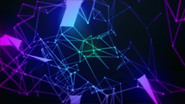 Plexus Döngü Arkaplanı, Geometrik Soyutlama Arkaplanı, 4K Soyut Veri Bağlantıları Arkaplanı.