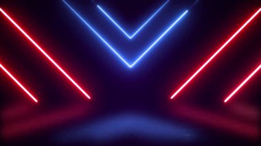 Parlayan parlak neon çizgileri olan fütüristik soyut renkli vektör arkaplanı. Karanlık arka plan sahnesi boş bir sokak, gece manzarası, gece şehri.