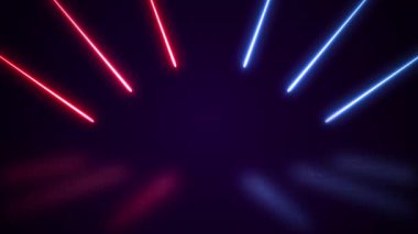 Parlayan parlak neon çizgileri olan fütüristik soyut renkli vektör arkaplanı. Karanlık arka plan sahnesi boş bir sokak, gece manzarası, gece şehri.