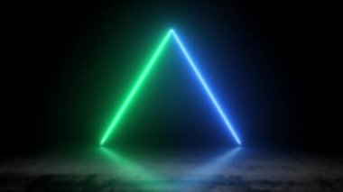 Ufuk çizgisine kadar uzanan neon koridoru, bulutsuz açık gece gökyüzü, yolun ıslak yüzeyine yansıyan ışık. Karanlık bir tünelde çok renkli bir neon..